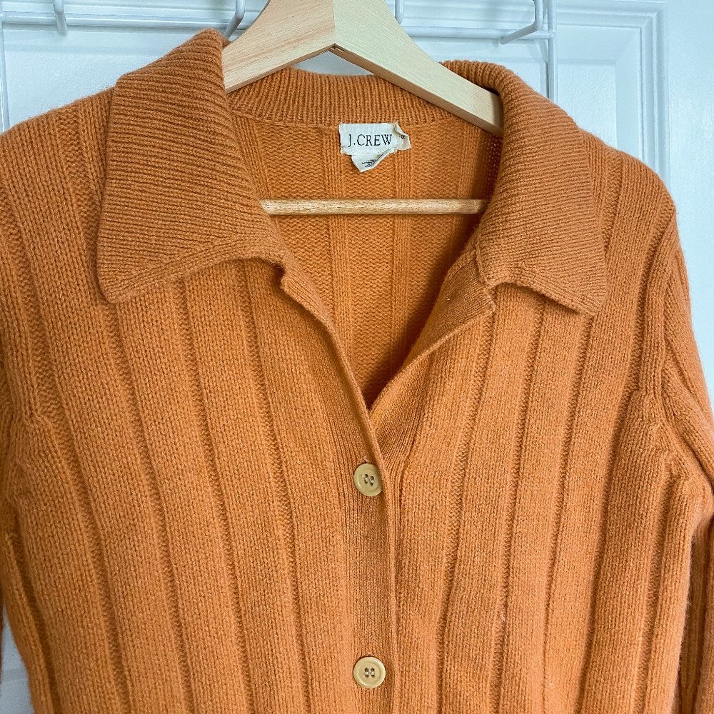 Orange Ribbed Knit Sweater